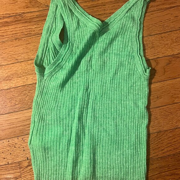 JCrew V-Neck Neon Green Heather Rib Sweater Tank Top - Picture 2 of 4